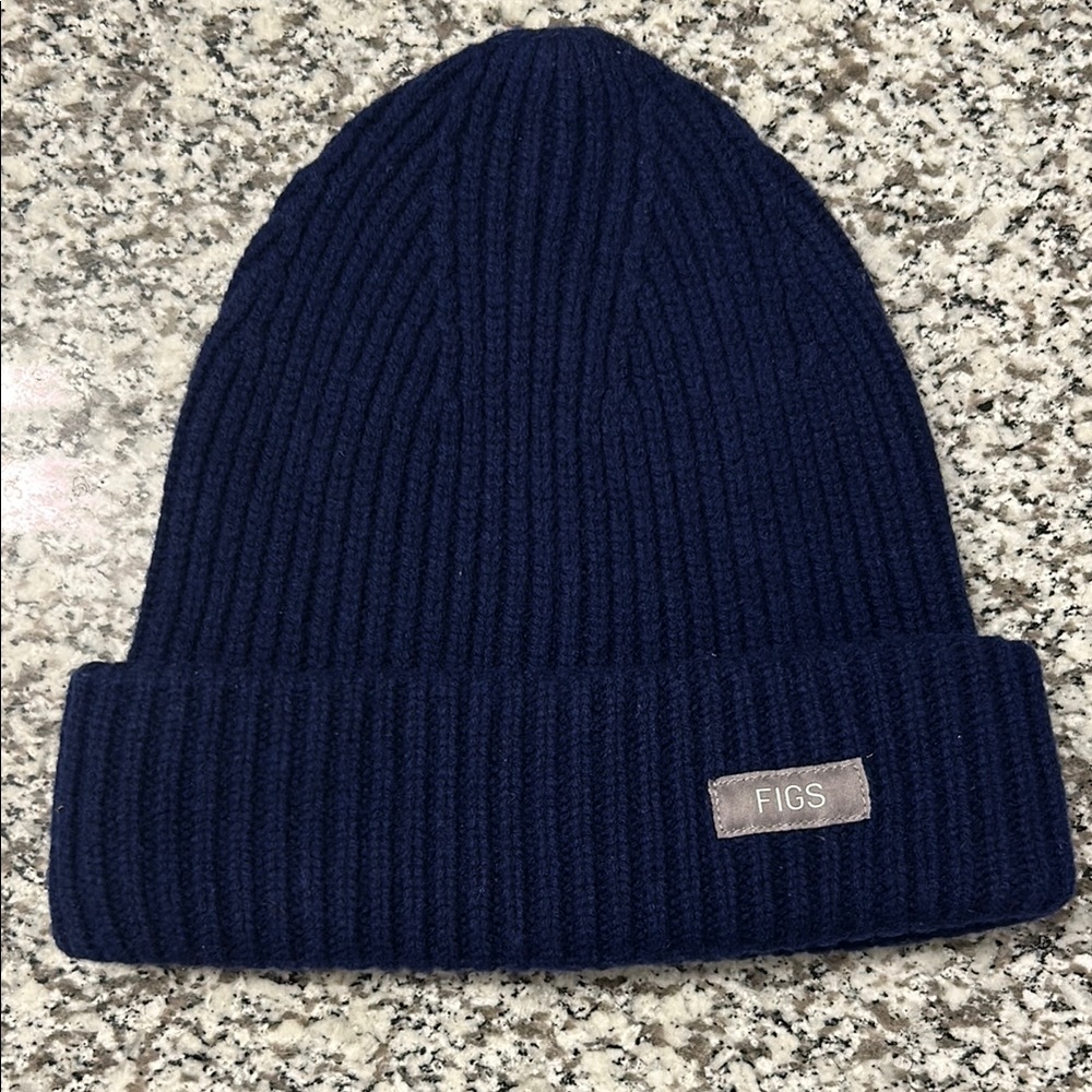 Figs Navy Blue Knit Beanie 100% Merino wool